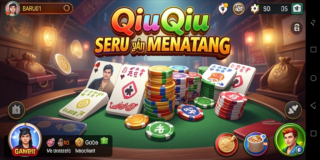 Tangkapan layar BARU01 menampilkan aksi permainan QiuQiu yang mendebarkan.