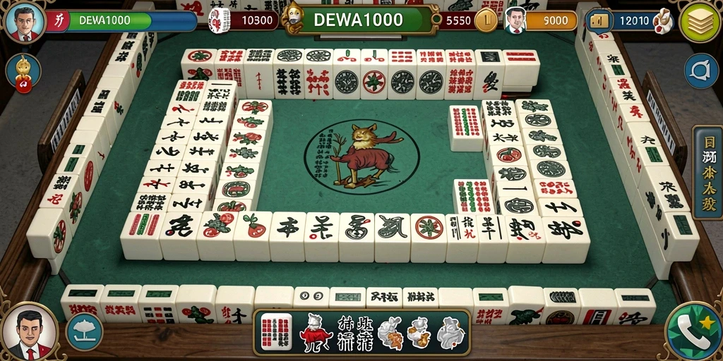 Tampilan gameplay Mahjong yang seru dan menarik di DEWA1000.
