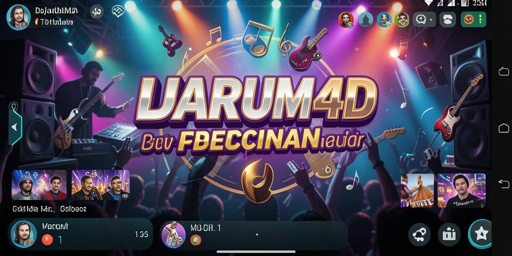 Screenshot gameplay DJARUM4D menampilkan interaksi pengguna dengan alat musik.
