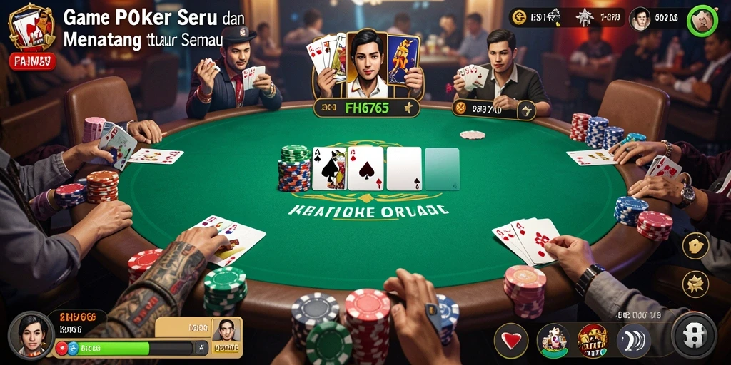 Tampilan gameplay Poker yang mengasyikkan dan interaktif.
