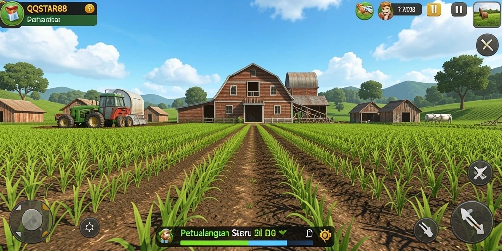 Screenshot gameplay QQSTAR88 menunjukkan pengalaman seru bertani.
