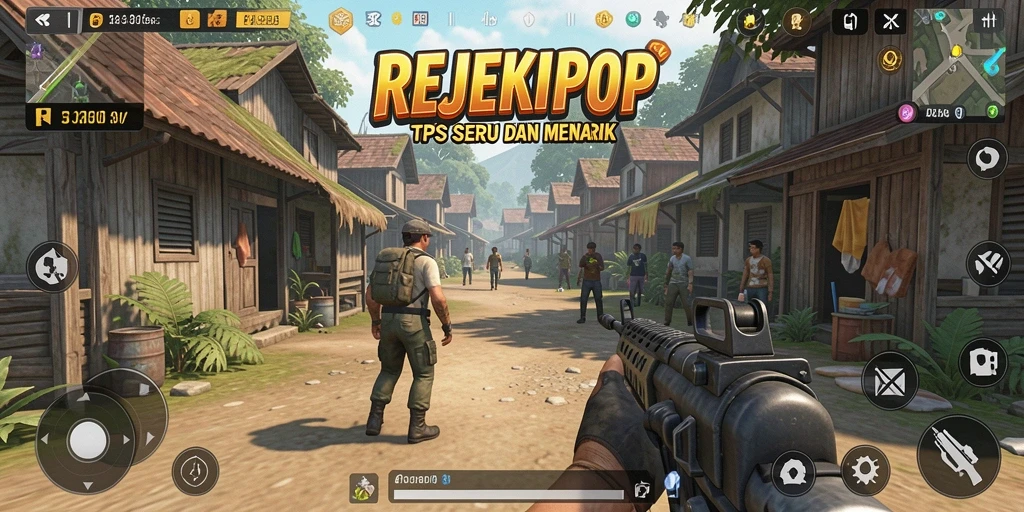Screenshot REJEKIPOP menampilkan aksi seru dalam permainan TPS.