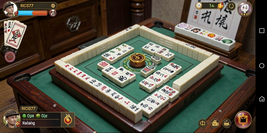 Screenshot gameplay RICIS77 menampilkan suasana seru permainan Mahjong.