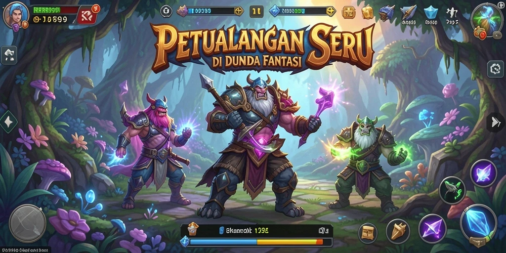 Screenshot gameplay RR999 menunjukkan petualangan seru di dunia fantasi.