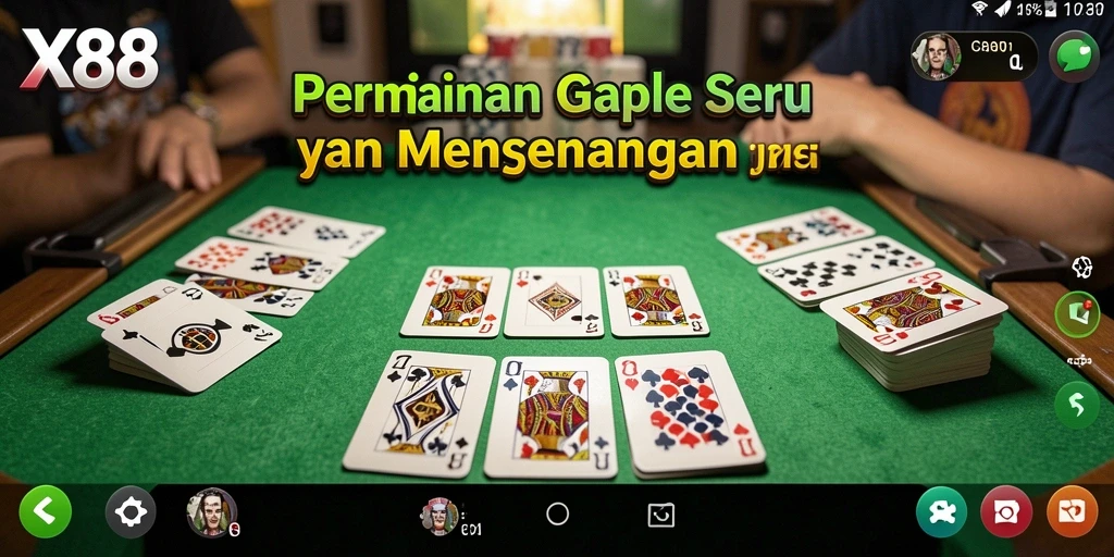 Tampilan gameplay Gaple yang interaktif di aplikasi X88.